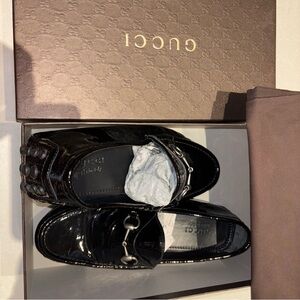 Gucci Black Patent Leather Horsebit Driver Size 11